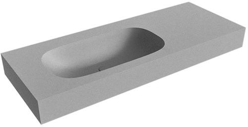 STOR Small Plata vrijhangende wastafel 121cm. Positie wasbak Links rand 12cm. 