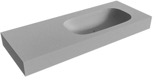 STOR Small Plata Lavabo mural solid surface 120cm. Position lavabo Droite rebord 12cm.