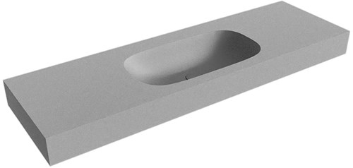STOR Small Plata Lavabo sospeso à parete solid surface 151cm. Posizione lavabo Mittig bordo 12cm.
