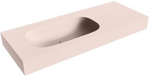 STOR Small Rosee Lavabo mural solid surface 121cm. Position lavabo Gauche rebord 12cm.
