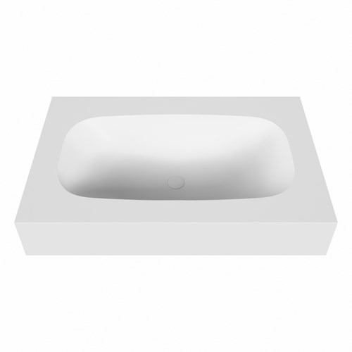 STOR SMALL Talc vrijhangende solid surface wastafel 71cm. Positie wasbak Midden. Rand 12cm hoog.-2