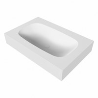 STOR SMALL Talc vrijhangende solid surface wastafel 71cm. Positie wasbak Midden. Rand 12cm hoog.-3