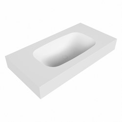 STOR SMALL Talc vrijhangende solid surface wastafel 90cm. Positie wasbak Midden. Rand 12cm hoog.