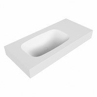 STOR SMALL Talc vrijhangende solid surface wastafel 100cm. Positie wasbak Links. Rand 12cm hoog.
