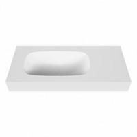 STOR SMALL Talc vrijhangende solid surface wastafel 100cm. Positie wasbak Links. Rand 12cm hoog.-2