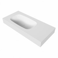 STOR SMALL Talc vrijhangende solid surface wastafel 100cm. Positie wasbak Links. Rand 12cm hoog.-3