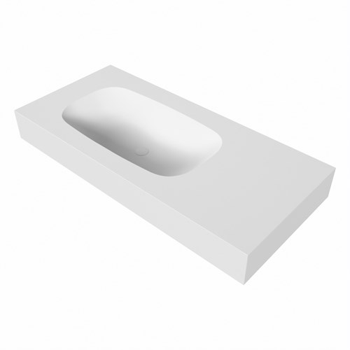 STOR SMALL Talc Lavabo mural solid surface 100cm. Position lavabo Gauche rebord 12cm.-3