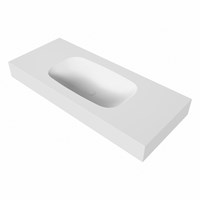 STOR SMALL Talc vrijhangende solid surface wastafel 111cm. Positie wasbak Midden. Rand 12cm hoog.-3