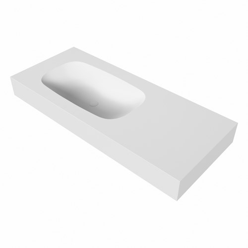 STOR SMALL Talc Lavabo sospeso à parete solid surface 111cm. Posizione lavabo Links bordo 12cm.-3