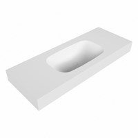 STOR SMALL Talc vrijhangende solid surface wastafel 121cm. Positie wasbak Midden. Rand 12cm hoog.