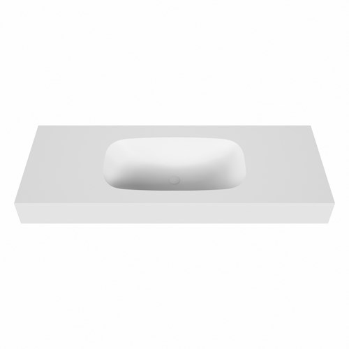 STOR SMALL Talc vrijhangende solid surface wastafel 121cm. Positie wasbak Midden. Rand 12cm hoog.-2