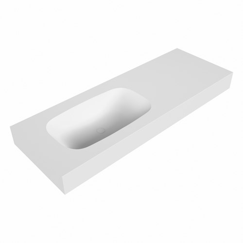 STOR SMALL Talc Lavabo mural solid surface 130cm. Position lavabo Gauche rebord 12cm.