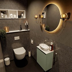 FOWY 40cm mueble fondo reducido Army. Lavabo sobre encimera posición Centro sin orificio color Talc | Talc.