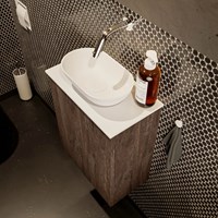 FOWY 40cm WC-möbel Dark Brown. Waschbecken position Mittig kein hahnloch farbe Talc | Talc.-3