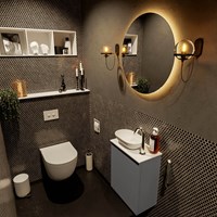 FOWY 23cm cloakroom vanity set Dark Grey. Basin POOLE position Left 1 tab hole color Talc | Talc.