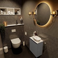 FOWY 40cm mueble fondo reducido Dark Grey. Lavabo sobre encimera posición Derecho 1 orificio color Talc | Talc.