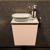 FOWY 23cm meuble lave-main Rosee. Lavabo POOLE position Gauche 1 trou pour robinetter couleur Talc | Talc.-2