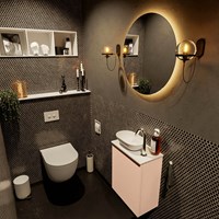 FOWY 23cm meuble lave-main Rosee. Lavabo POOLE position Gauche 1 trou pour robinetter couleur Talc | Talc.