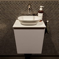 FOWY 40cm WC-möbel Smoke. Waschbecken position Mittig kein hahnloch farbe Talc | Talc.-2