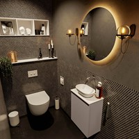 FOWY 40cm WC-möbel Smoke. Waschbecken position Mittig kein hahnloch farbe Talc | Talc.