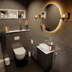 FOWY 40cm mueble fondo reducido Urban. Lavabo sobre encimera posición Centro sin orificio color Talc | Talc.
