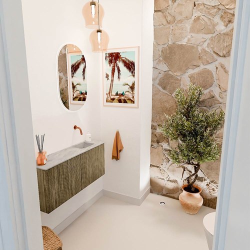 JOYA-DLUX 90cm toiletmeubel kleur Dusk. Wastafel FAYE positie Rechts Zonder kraangat kleur Glace.
