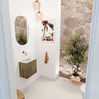 JOYA-DLUX 40cm toiletmeubel kleur Dusk. Wastafel FAYE positie Links Zonder kraangat kleur Meli.