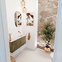 JOYA-DLUX 90cm toiletmeubel kleur Dusk. Wastafel FAYE positie Rechts Zonder kraangat kleur Meli.