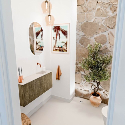 JOYA-DLUX 90cm toiletmeubel kleur Dusk. Wastafel FAYE positie Rechts Zonder kraangat kleur Meli.