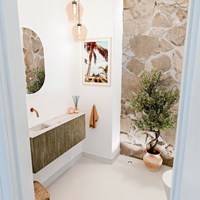 JOYA-DLUX 100cm toiletmeubel kleur Dusk. Wastafel FAYE positie Links Zonder kraangat kleur Nata.