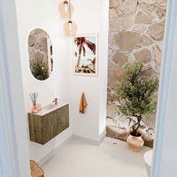 JOYA-DLUX 60cm toiletmeubel kleur Dusk. Wastafel FAYE positie Midden 1 kraangat kleur Ostra.