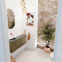 JOYA-DLUX 101,6cm mobile lavabo colore curva destra Dusk. Lavabo FAYE posizione Sinistra senza foro per il rubinetto colore Sombra.