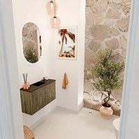 JOYA 70cm mobile lavabo colore Dusk. Lavabo FAYE posizione Centro 1 foro per rubinetto colore Urban.