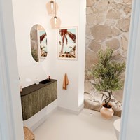 JOYA 91,6cm mobile lavabo colore curva sinistra Dusk. Lavabo FAYE posizione Destra 1 foro per rubinetto colore Urban.