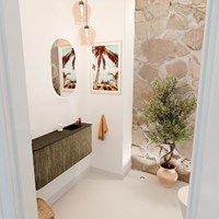 JOYA 101,6cm mobile lavabo colore curva sinistra Dusk. Lavabo FAYE posizione Destra 1 foro per rubinetto colore Urban.