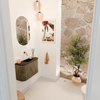 JOYA 63,2cm mobile lavabo colore curva sinistra + destra Dusk. Lavabo FAYE posizione Centro senza foro per il rubinetto colore Urban.