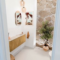JOYA-DLUX 100cm mobile lavabo colore Oak. Lavabo FAYE posizione Destra 1 foro per rubinetto colore Frappe.