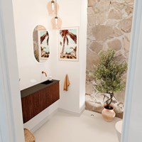 JOYA 101,6cm toiletmeubel ronding links kleur Ruby. Wastafel FAYE positie Rechts Zonder kraangat kleur Urban.