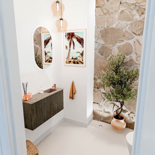 JOYA-DLUX 80cm mobile lavabo colore Shadow. Lavabo FAYE posizione Destra 1 foro per rubinetto colore Arena.