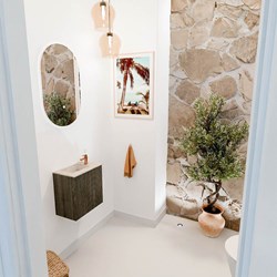 JOYA-DLUX 40cm mobile lavabo colore Shadow. Lavabo FAYE posizione Sinistra 1 foro per rubinetto colore Frappe.