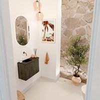 JOYA 61,6cm mobile lavabo colore curva destra Shadow. Lavabo FAYE posizione Sinistra senza foro per il rubinetto colore Urban.