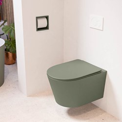 LAVIE WC suspendu single fire sans bride chasse d´eau profonde Army. Abattant déclipsable avec fermeture douce Army.