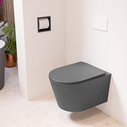 LAVIE WC suspendu single fire sans bride chasse d´eau profonde Dark Grey. Abattant déclipsable avec fermeture douce Dark Grey.
