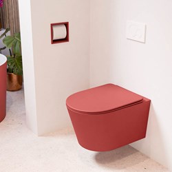LAVIE WC suspendu single fire sans bride chasse d´eau profonde Fire. Abattant déclipsable avec fermeture douce Fire.