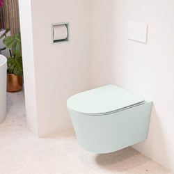 LAVIE WC sospeso single fire senza brida scarico profondo Greey. Copriwater sganciabile con chiusura rallentata Greey.
