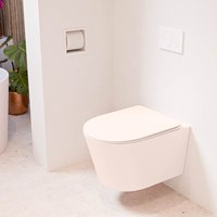 LAVIE WC sospeso single fire senza brida scarico profondo Rosee. Copriwater sganciabile con chiusura rallentata Rosee.