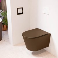 LAVIE WC sospeso single fire senza brida scarico profondo Rust. Copriwater sganciabile con chiusura rallentata Rust.