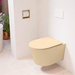 LAVIE WC sospeso single fire senza brida scarico profondo Sand. Copriwater sganciabile con chiusura rallentata Sand.
