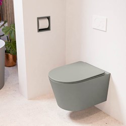 LAVIE WC suspendu single fire sans bride chasse d´eau profonde Smoke. Abattant déclipsable avec fermeture douce Smoke.