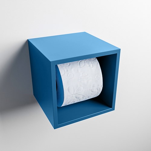 EASY Portarrollos CUBE 160 solid surface 16x16cm color Jeans. Apto para instalación empotrada y sobreponer.